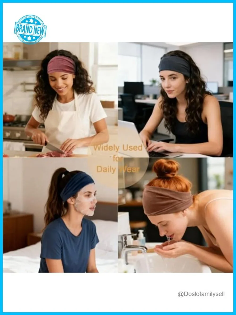 6 Pack Non Slip Stretchy Headbands for Women Sports Yoga Workout